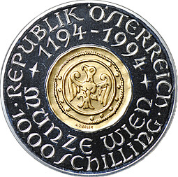 Монета 1000 шиллингов 1994 800 лет Австрийскому монетному двору Австрия