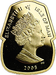 Монета 1/2 кроны 2008 Тутанхамон Посмертная маска Золото Остров Мэн