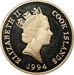 Монета 50 долларов 1994 Выдра золото Острова Кука
