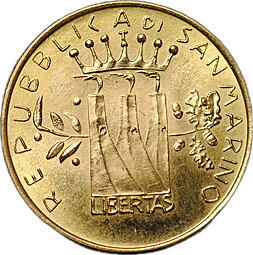 Монета 2 скудо 1982 Защита свобод Сан-Марино