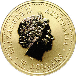 Монета 50 долларов 2006 Год Собаки Лунар Австралия