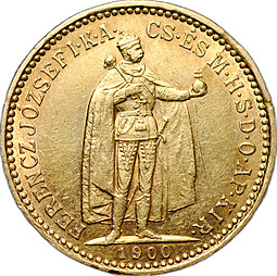Монета 10 крон 1900 Венгрия