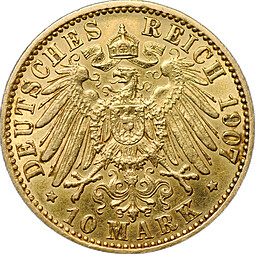 Монета 10 марок 1907 A Пруссия Германия