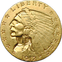 Монета 2 1/2 доллара 1912 США