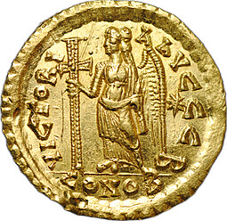 Монета Солид 462-466 Лев I Макелла Константинополь Византия Восточная Римская империя
