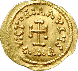 Монета Тремисс (тремиссис, 1/3 солида) 641-688 Констант II Константинополь Византия