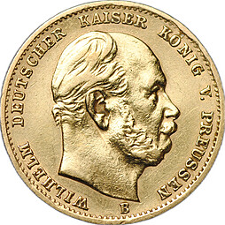 Монета 10 марок 1873 B Пруссия Германия