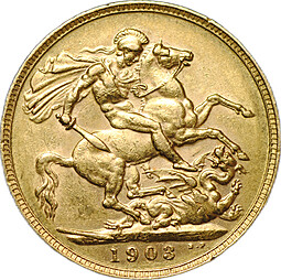 Монета 1 соверен (фунт) 1903 P Перт Эдуард VII Великобритания