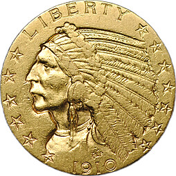 Монета 5 долларов 1910 Филадельфия США