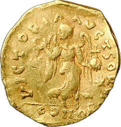Монета Тремисс (тремиссис, 1/3 солида) 476–491 Зенон Константинополь Византия
