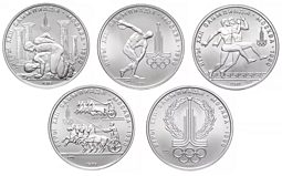 Комплект 150 рублей 1977-1980 платина Олимпиада 1980 в Москве