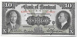 Банкнота 10 долларов 1931 Банк Монреаля Канада