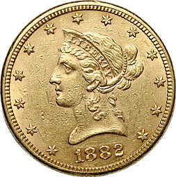 Монета 10 долларов 1882 Филадельфия США