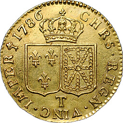 Монета 1 луидор (дьёр) 1786 T Франция