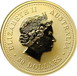 Монета 50 долларов 2004 Год Обезьяны Лунар Австралия