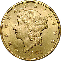 Монета 20 долларов 1904 Филадельфия США слаб CPRC MS 61