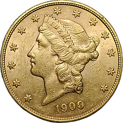 Монета 20 долларов 1900 Филадельфия США