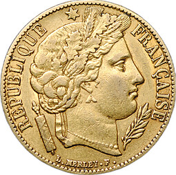 Монета 20 франков 1851 А Франция