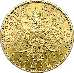 Монета 20 марок 1897 А Пруссия Германия