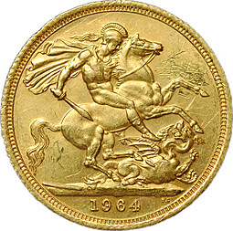 Монета 1 соверен (фунт) 1964 Великобритания