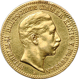 Монета 10 марок 1896 A Германия Пруссия