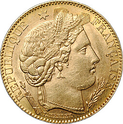 Монета 10 франков 1899 A Церера Франция