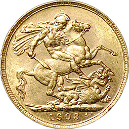 Монета 1 соверен (фунт) 1903 P Перт Эдуард VII Великобритания