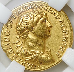 Монета Ауреус 115 Эвентус Траян Римская Империя