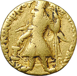Монета Динар 127-151 HAIOC Гелиос Канишка I Кушанское царство