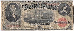 Банкнота 2 доллара 1917 США