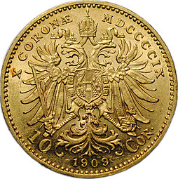 Монета 10 крон 1909 Австро-Венгрия Австрия