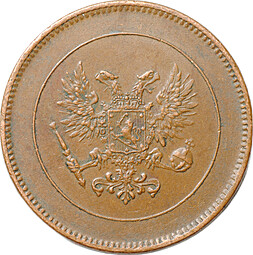 Монета 5 пенни 1917 Русская Финляндия гербовой орел без корон