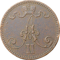 Монета 5 пенни 1866 Русская Финляндия