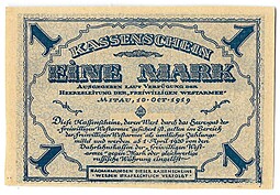 Банкнота 1 марка 1919 Западная Добровольческая армия Митава