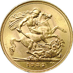 Монета 1 соверен (фунт) 1932 SA Британская южная Африка ЮАР