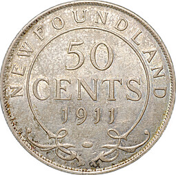 Монета 50 центов 1911 Ньюфаундленд