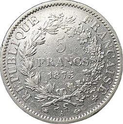 Монета 5 франков 1875 A Франция
