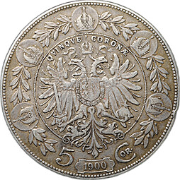 Монета 5 крон 1900 Австрия