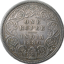 Монета 1 рупия 1880 Индия Британская