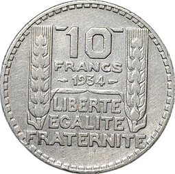 Монета 10 франков 1934 Франция