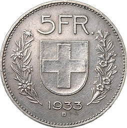 Монета 5 франков 1933 Швейцария