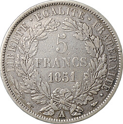 Монета 5 франков 1851 A Франция