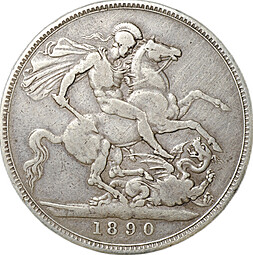 Монета 1 крона 1890 Великобритания