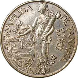 Монета 1 бальбоа 1934 Панама