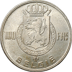 Монета 100 франков 1951 BELGIE Бельгия