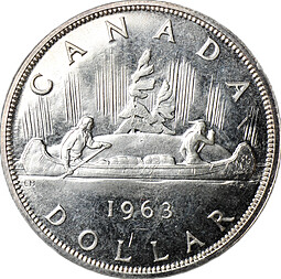 Монета 1 доллар 1963 Канада