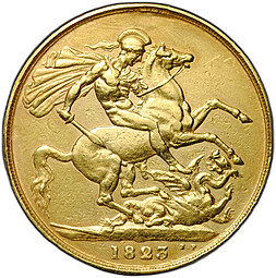 Монета 2 соверена (фунта) 1823 Великобритания
