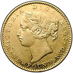 Монета 2 доллара 1865 Ньюфаундленд