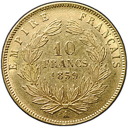 Монета 10 франков 1859 A Франция