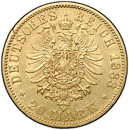 Монета 20 марок 1886 A Германия Пруссия